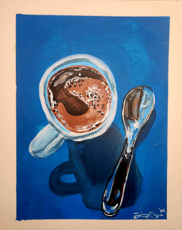 Coffee &amp; Spoon | Acrylic on Heavyweight Paper