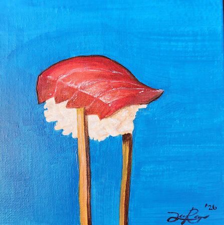 Salmon Nigiri | Acrylic on Canvas Panel