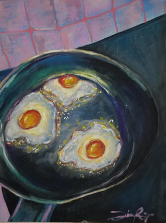 Fried Eggs | Acrylic on Canvas Panel