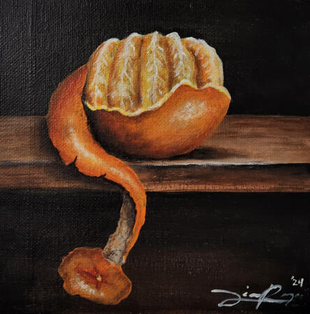 Peeled Mandarin | Acrylic on Canvas Panel