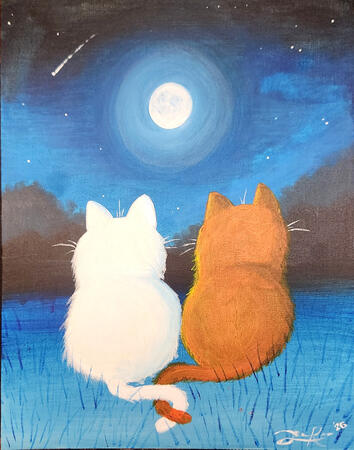 Two Cats Under The Moon | Level: Beginner